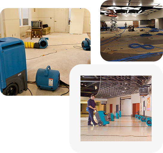 Flood Damage Restoration Commercial flood recovery services image with three boxes placed in different positions 545 x 510